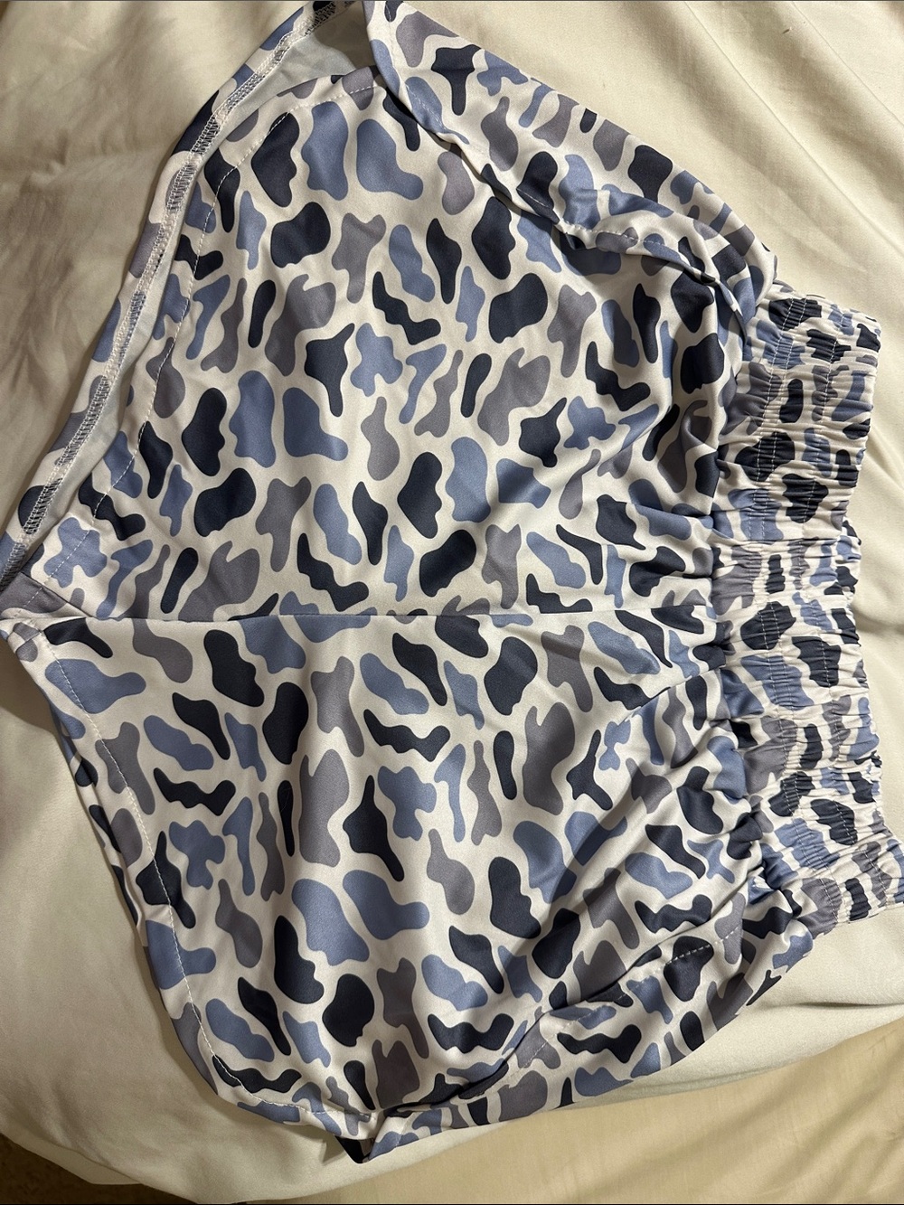 Women’s Blue Gray Animal-Print athleisure Shorts